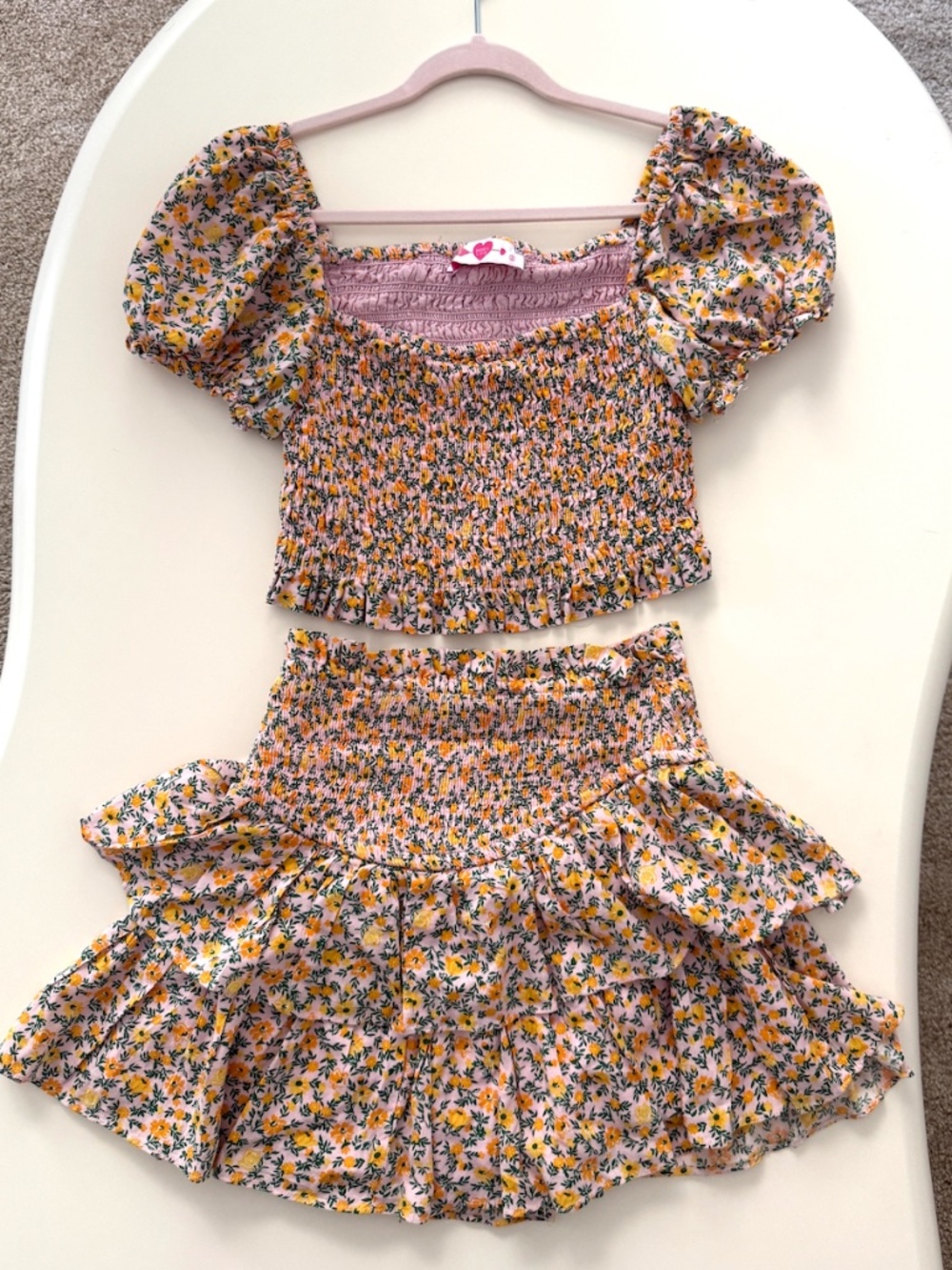 BuddyLove Girls Pink Floral Smocked 2-Piece Set | Size 10  | Retail $100+